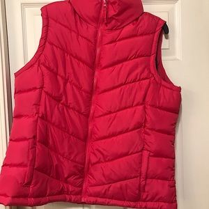 Faded Glory Puff Vest size XL Hot Pink black inside